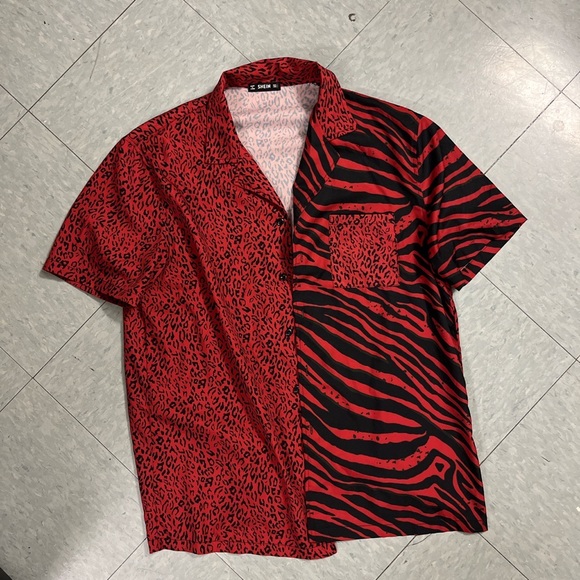 Red Multi-Patterned Button Down - Picture 3 of 4